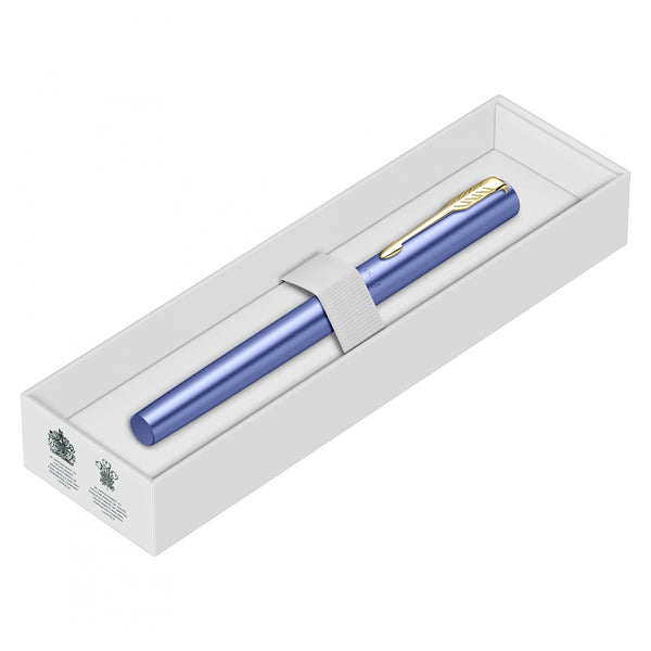 Parker Vector XL Blue Gold Trim Fountain Pen Fine With Convert