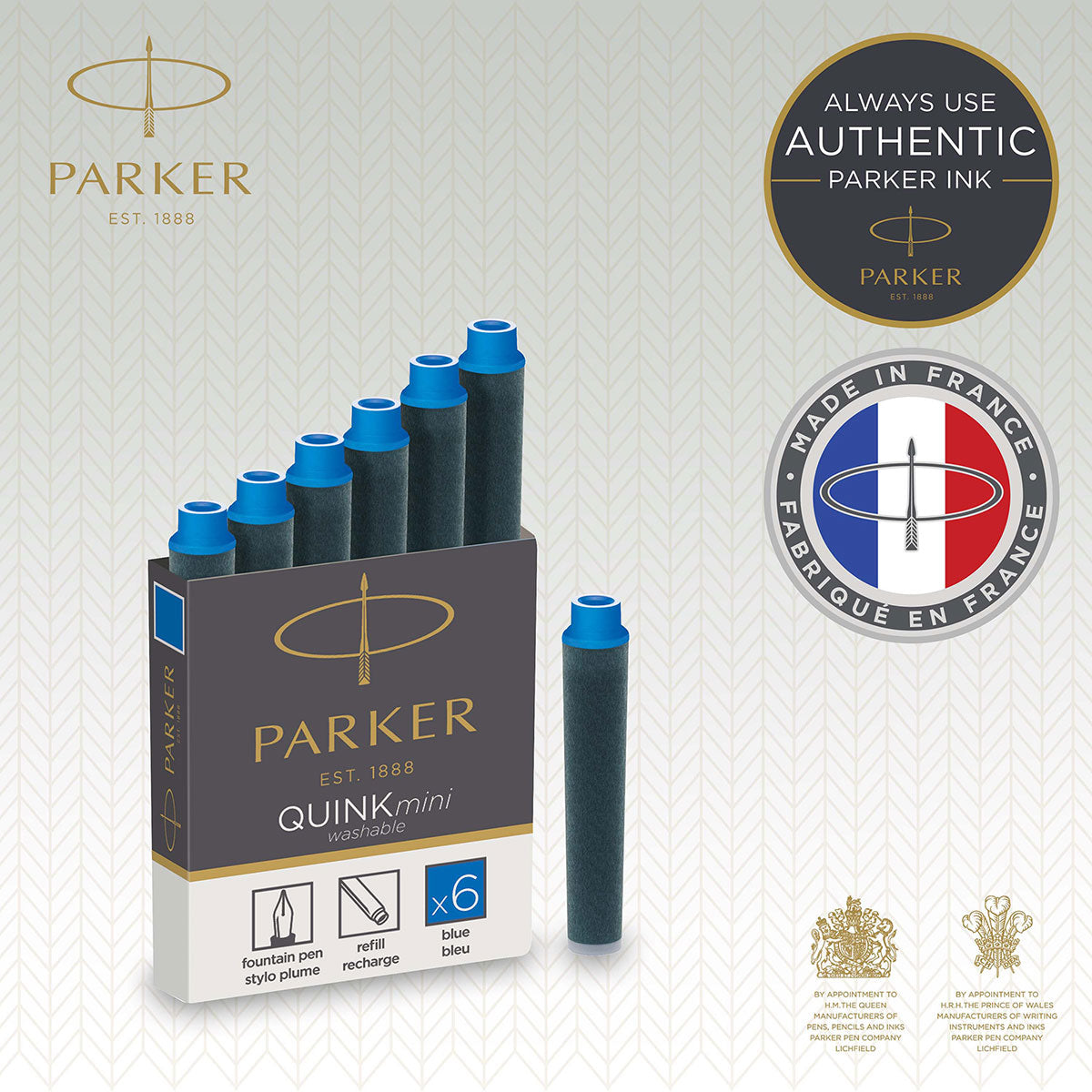 Parker Fountain Pen Refills Mini Ink Cartridges Washable Blue 6 Count Parker Fountain Pen Ink Cartridges