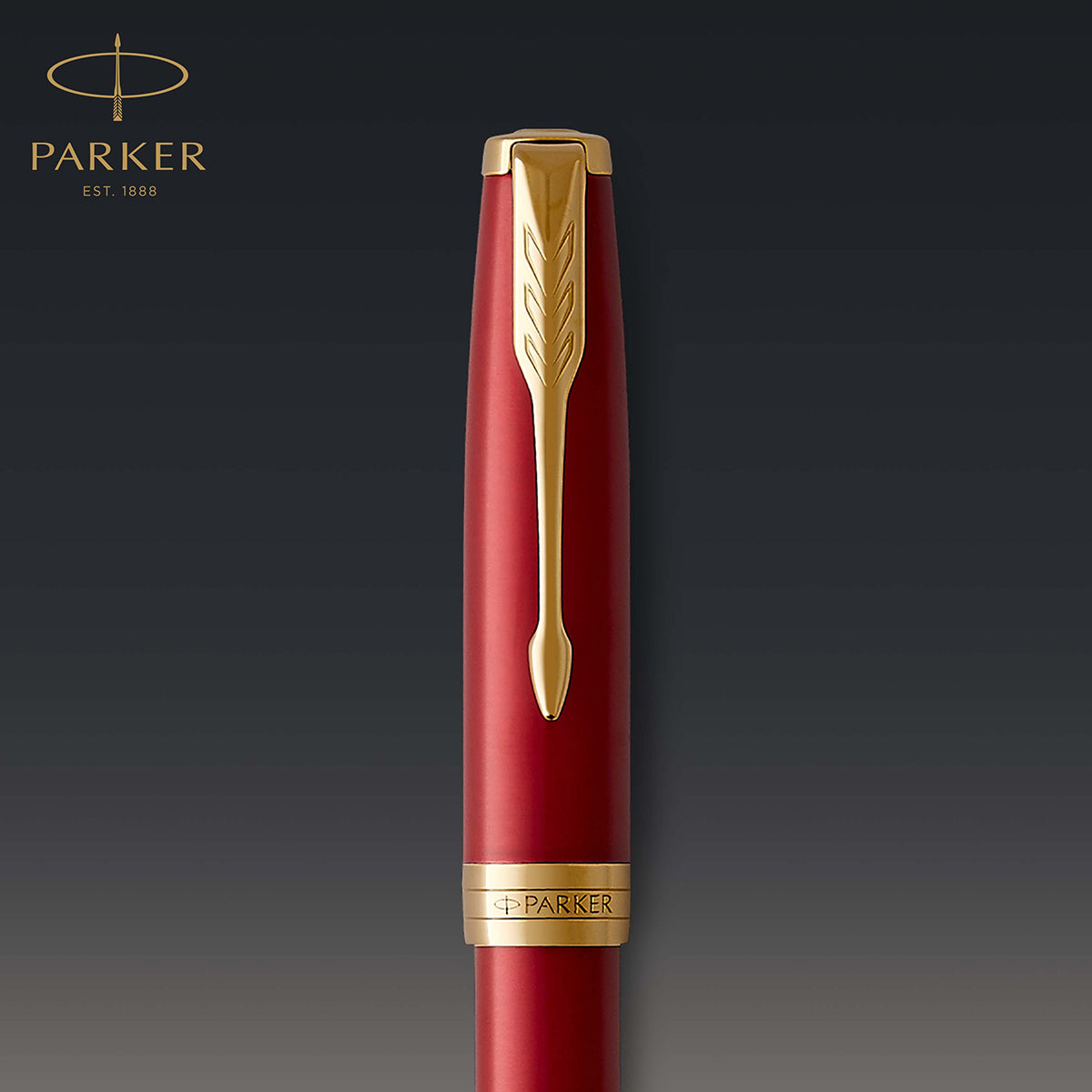 Parker Sonnet Red Gold Trim Rollerball Pen 1931475