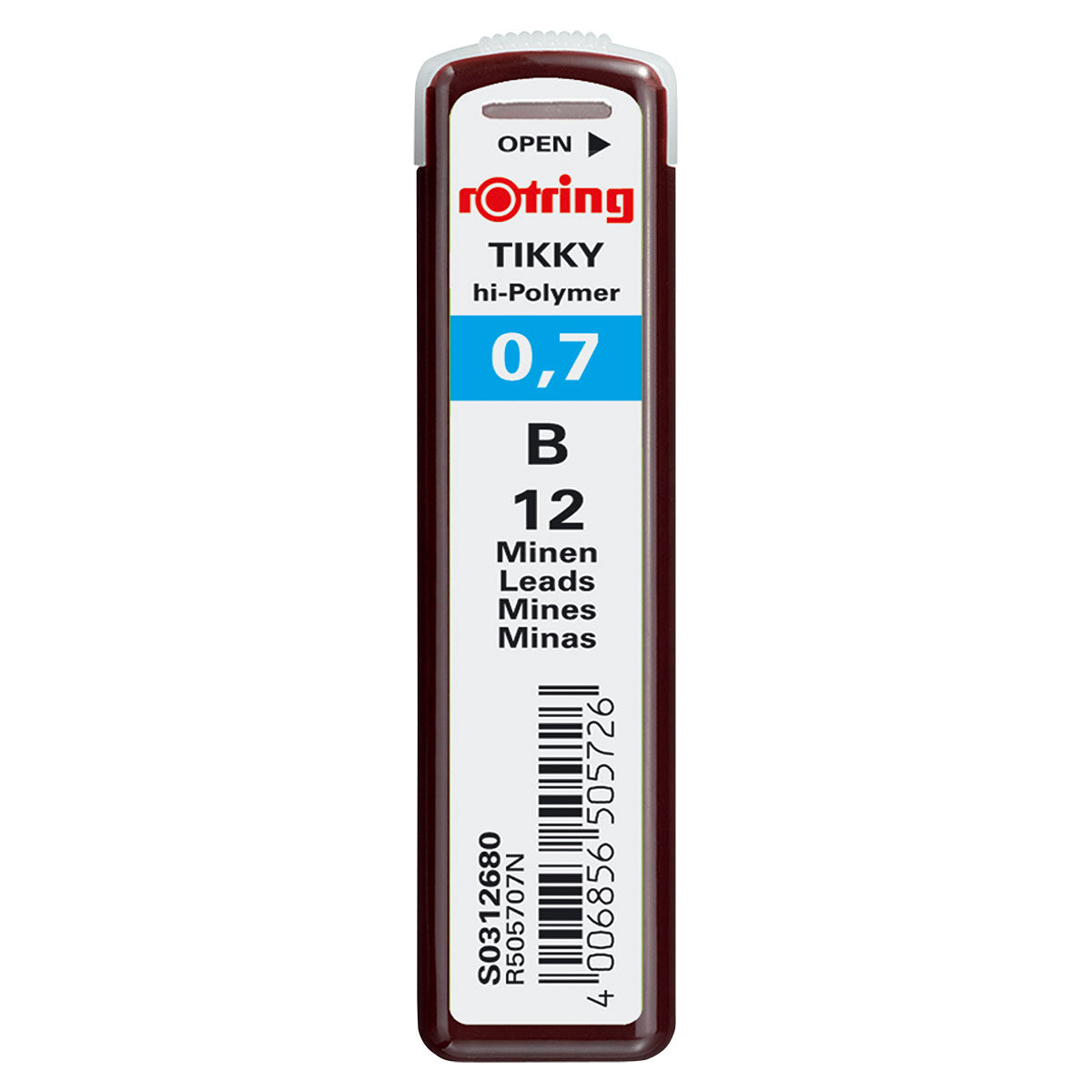 Rotring 0.7mm B, Tube of 12 For Mechanical Pencils