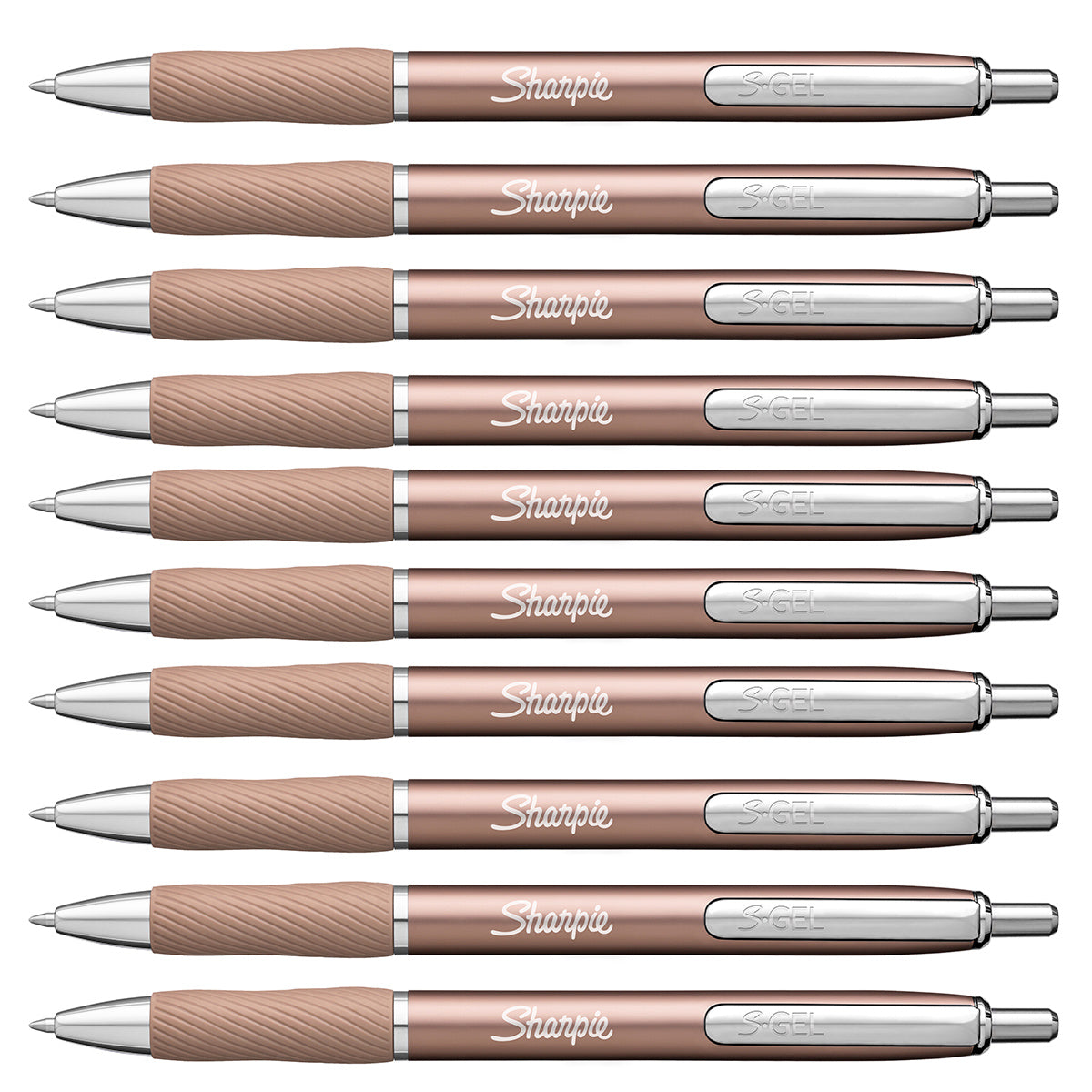 Sharpie S-Gel Champagne Blue Ink Retractable Gel Pen Medium With Rubber Grip Pack of 10 Sharpie Gel Ink Pens