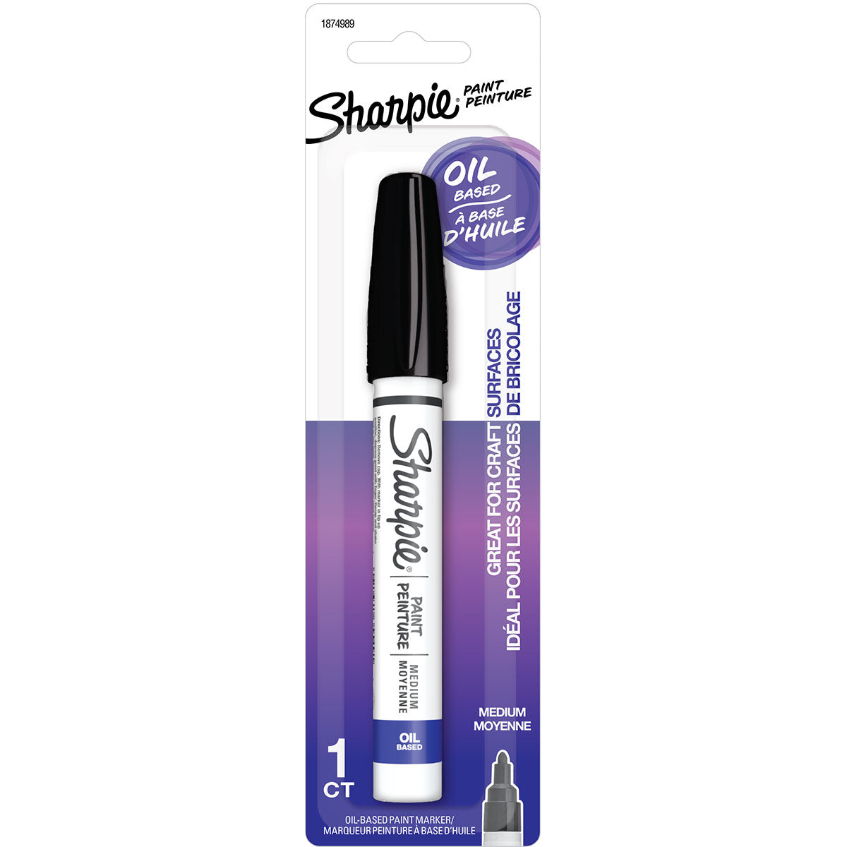 Sharpie Paint Marker Black Medium Point, Oil Based