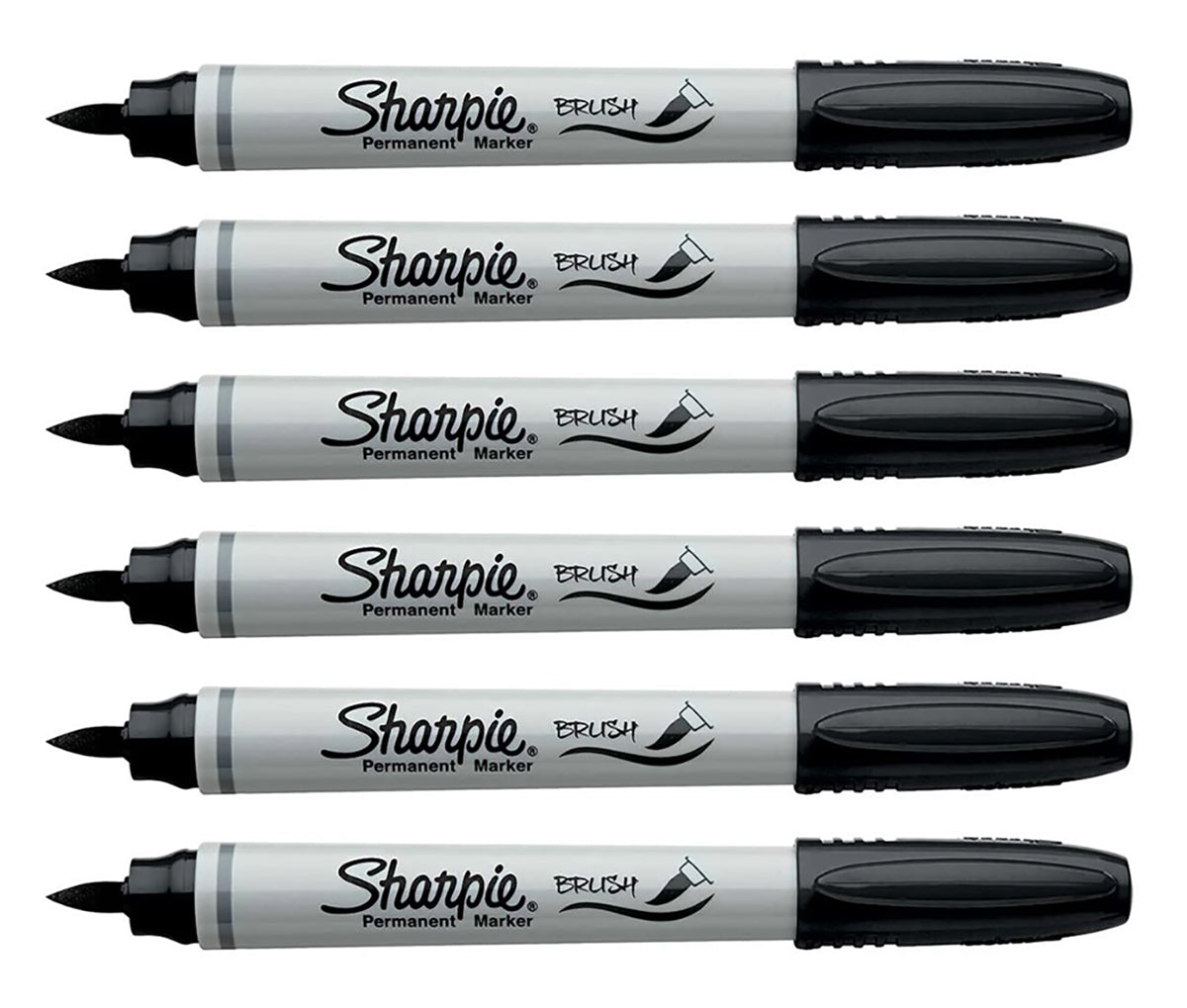 Sharpie Brush Tip Marker Black Pack Of 6