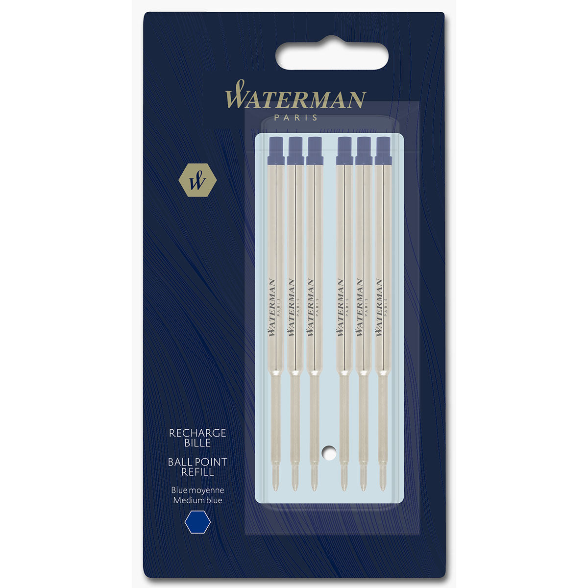 Waterman Blue Medium Ball Point Pen Refills Pack of 6 Waterman Ballpoint Refills