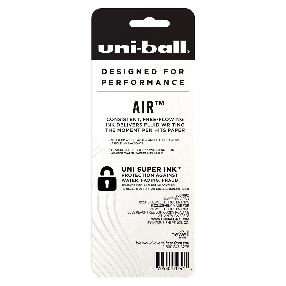 Uni Ball Air Micro Black Rollerball Pen 0.5MM Pack of 3 Uni-Ball Rollerball Pens