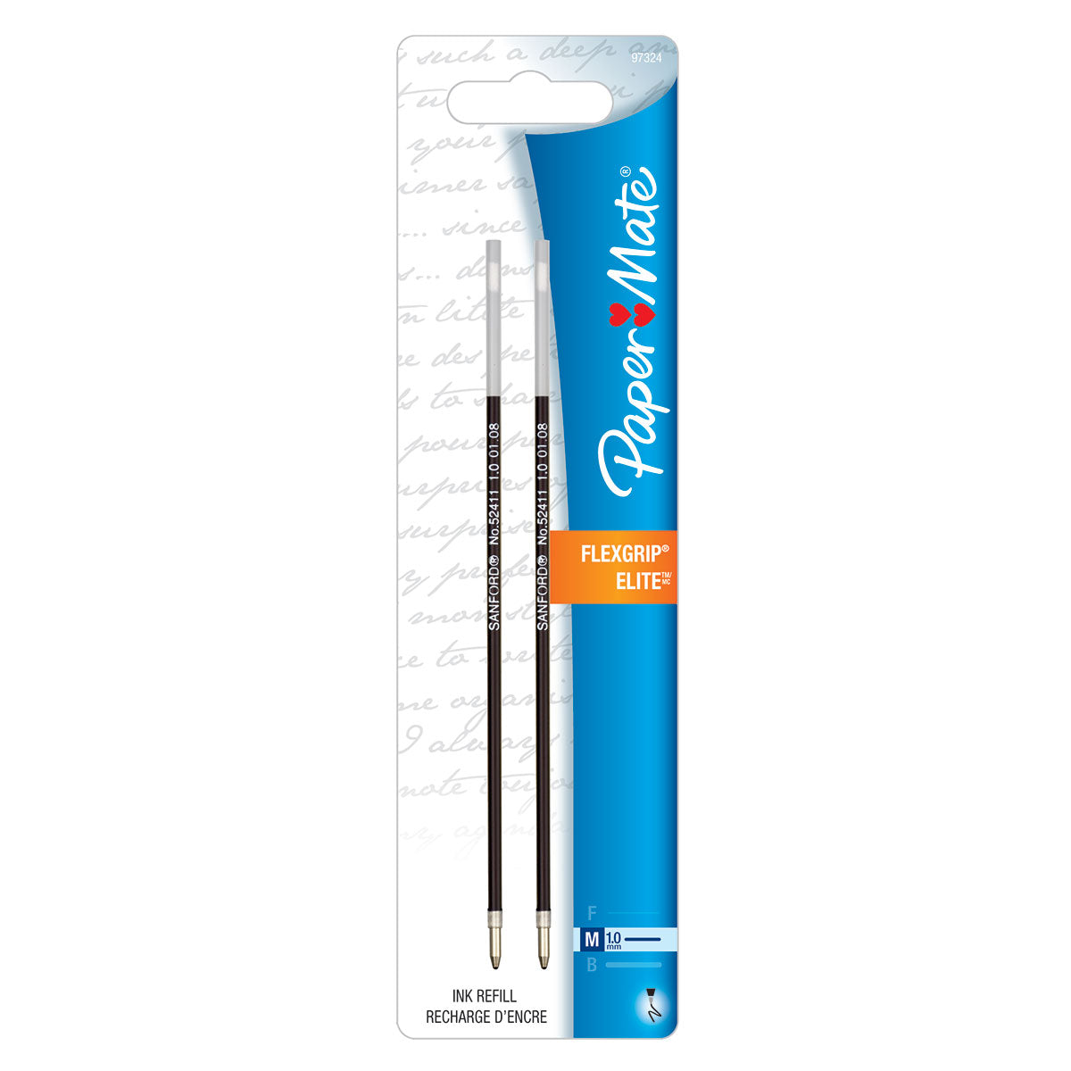Paper Mate Flexgrip Ultra Refills, Black Medium, Pack of 2 Refills Paper Mate Ballpoint Refills
