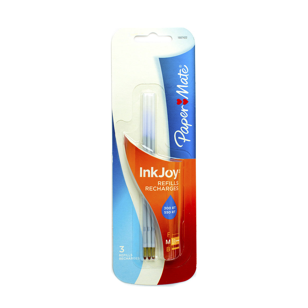Paper Mate Inkjoy 300 RT 550 RT Refills Blue Medium Pack Of 3 Refills Paper Mate Ballpoint Refills
