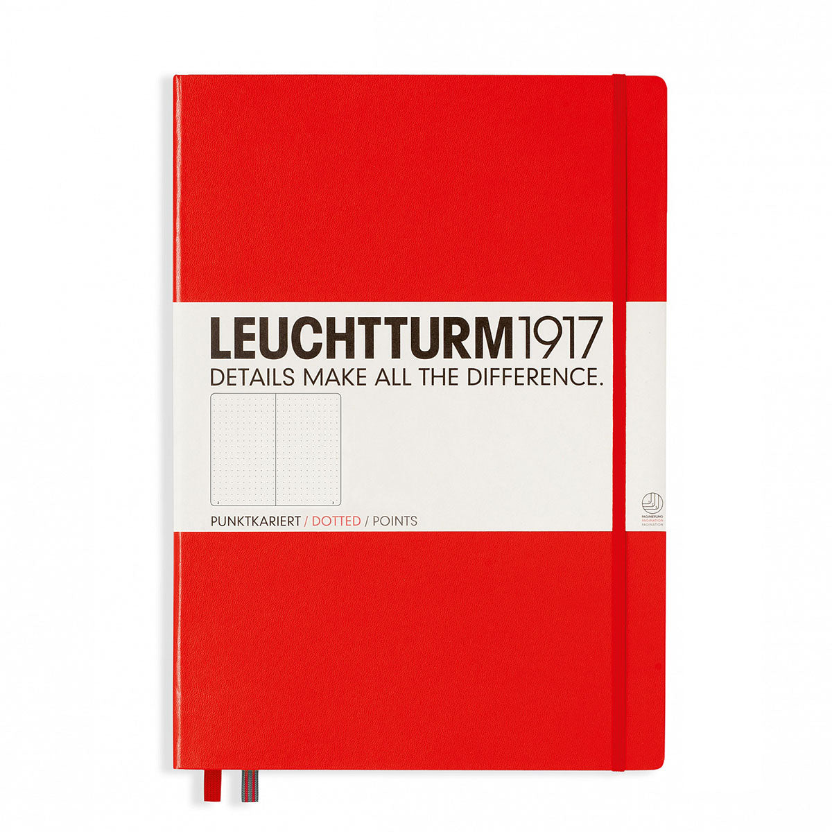 Leuchtturm 1917 Dotted Notebook Master (A4+) Hardcover 233 Numbered Pages, Red Leuchtturm1917 Notebook