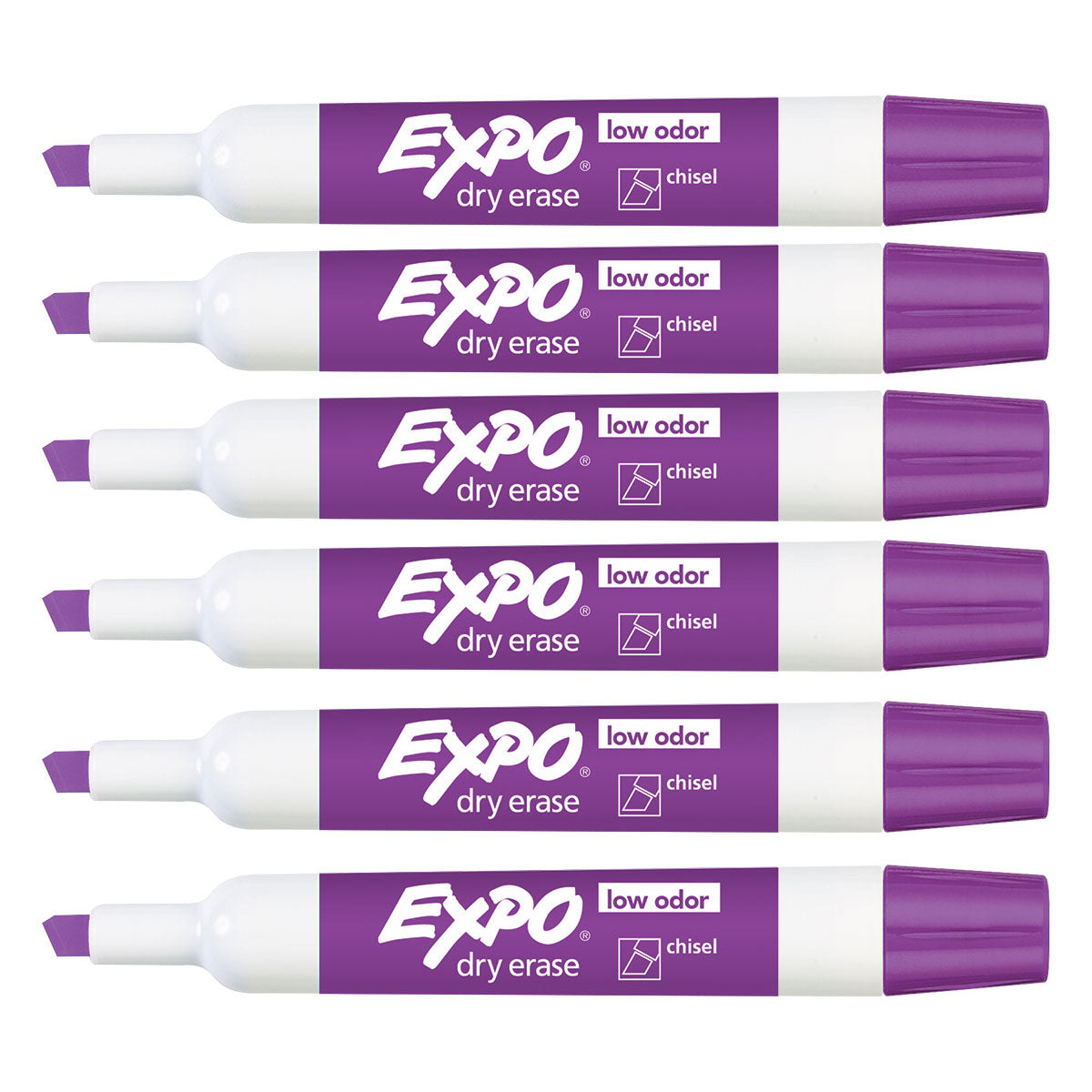 Expo Dry Erase Amethyst Chisel Tip Marker, Low Odor Pack of 6 Expo Dry Erase Markers