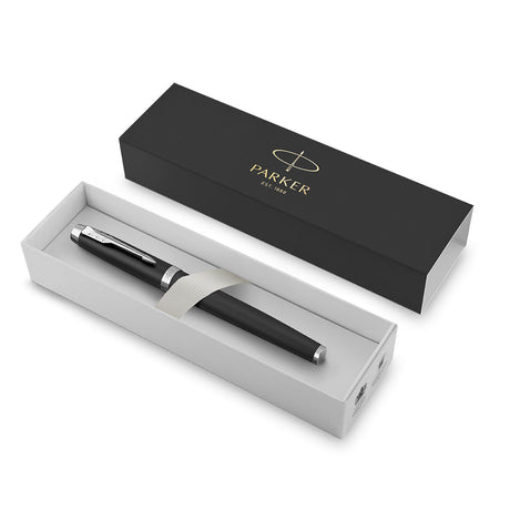 Parker IM Matte Black Chrome Trim Fountain Pen Fine Nib 1931651  Parker Fountain Pens