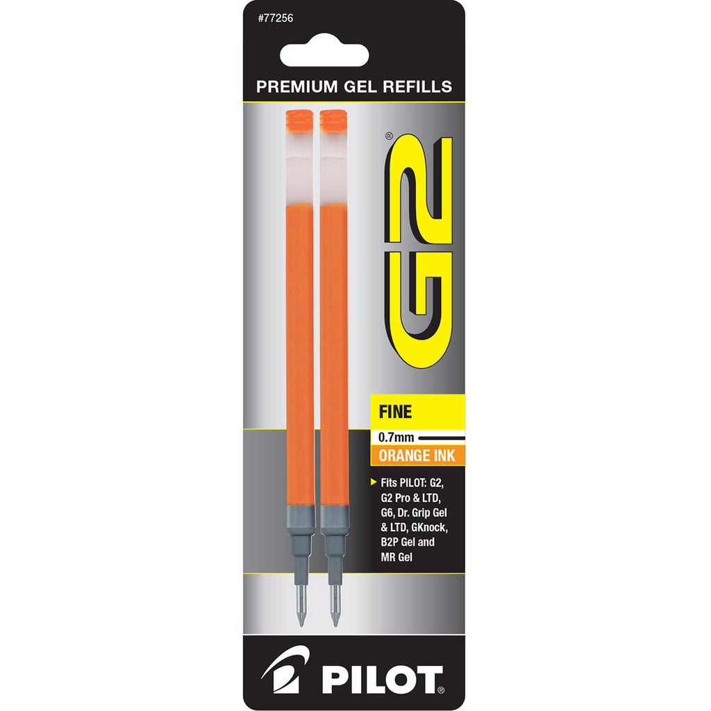 Pilot G2 Orange 0.7mm Fine Gel Refills Pack of 2