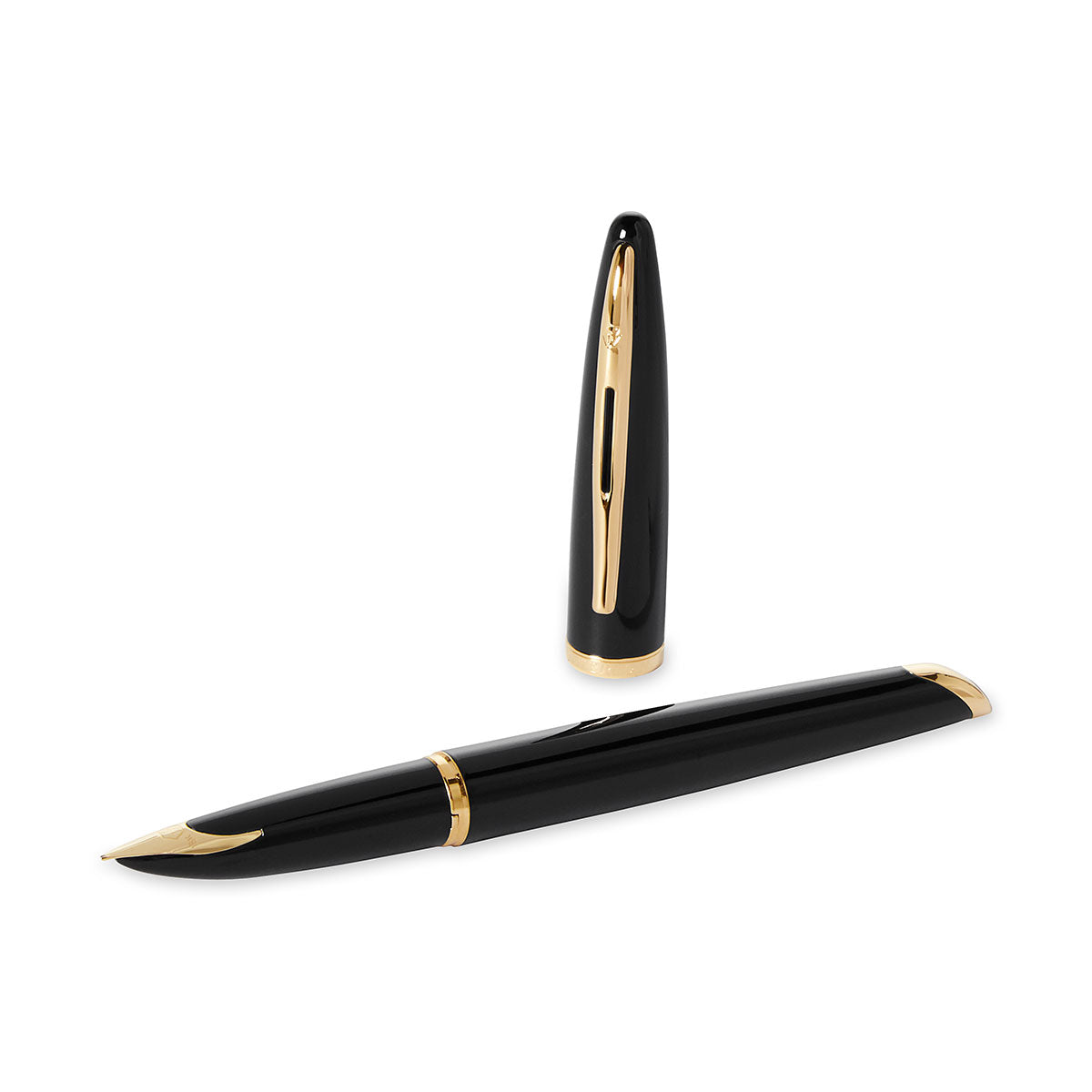 Waterman Carene Black, Gold Trim Fountain Pen, Medium 18k Gold Nib S0700320 Waterman Fountain Pens