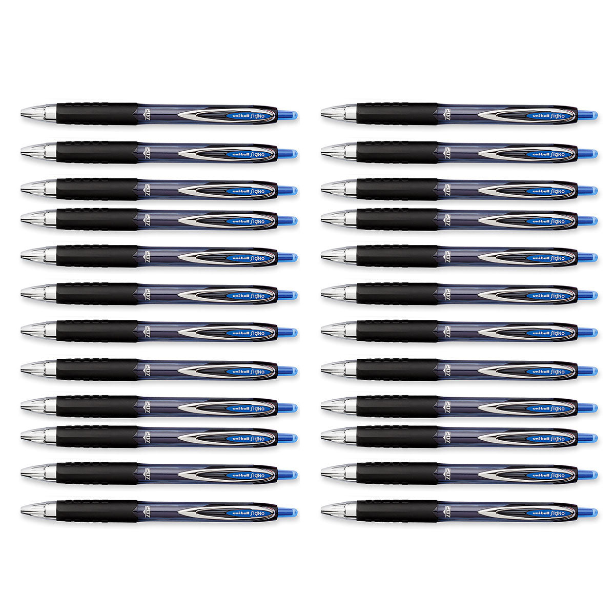 Uni Ball Signo 207 Blue Medium 0.7mm Blue Retractable Gel Ink Pen Bulk Pack of 24 Uni-Ball Gel Ink Pens