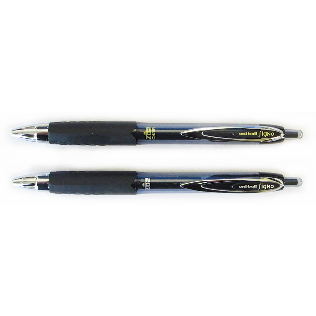 Uni Ball Signo 207 Micro and Medium Black Gel Ink Pen Set Uni-Ball Gel Ink Pens