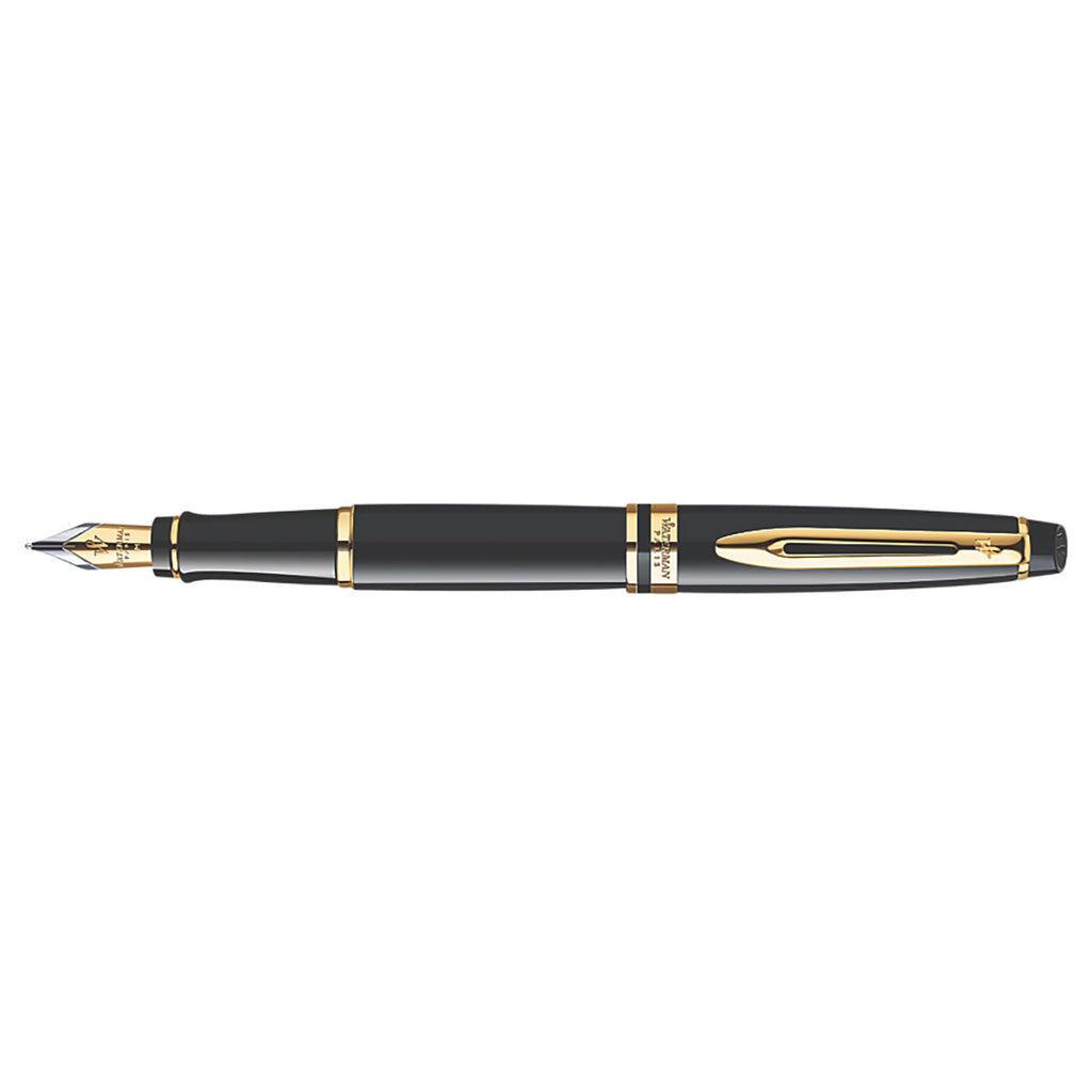 Waterman Expert Black Gold Trim Fine Fountain Pen Waterman Fountain Pens