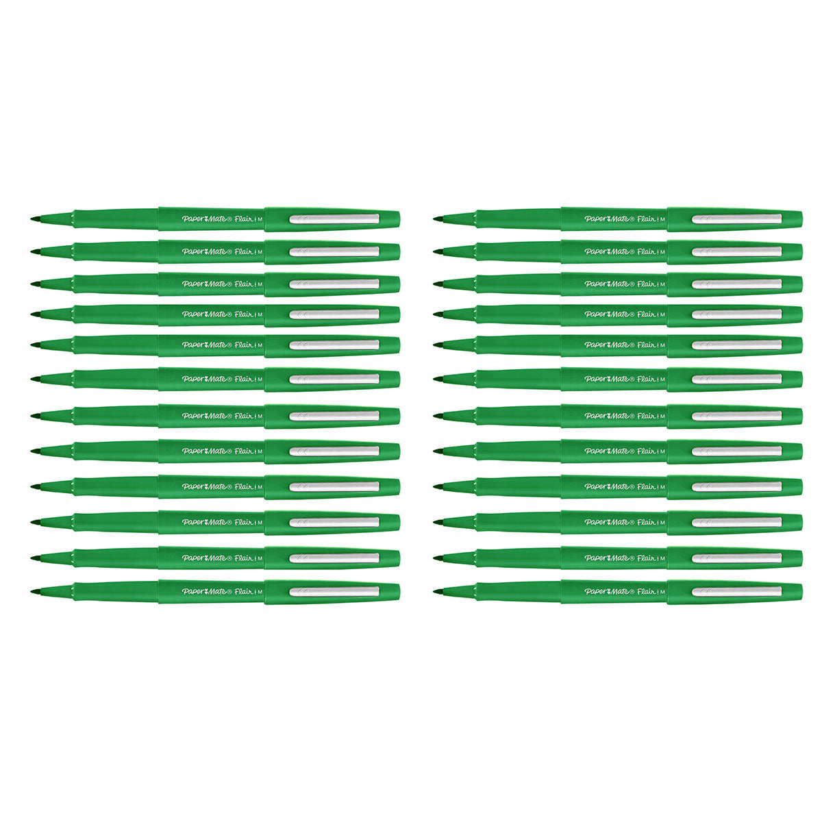 Paper Mate Flair Green Felt Tip Pens Point Guard, Bulk Pack of 24 Paper Mate Felt Tip Pen