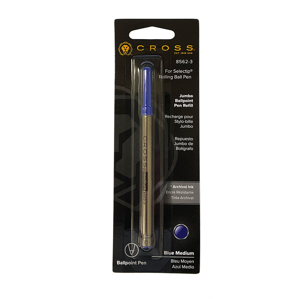 Cross Jumbo Ballpoint Refill to Fit Cross Rollerball Pens, Blue Ink 8562-3 Cross Ballpoint Refills