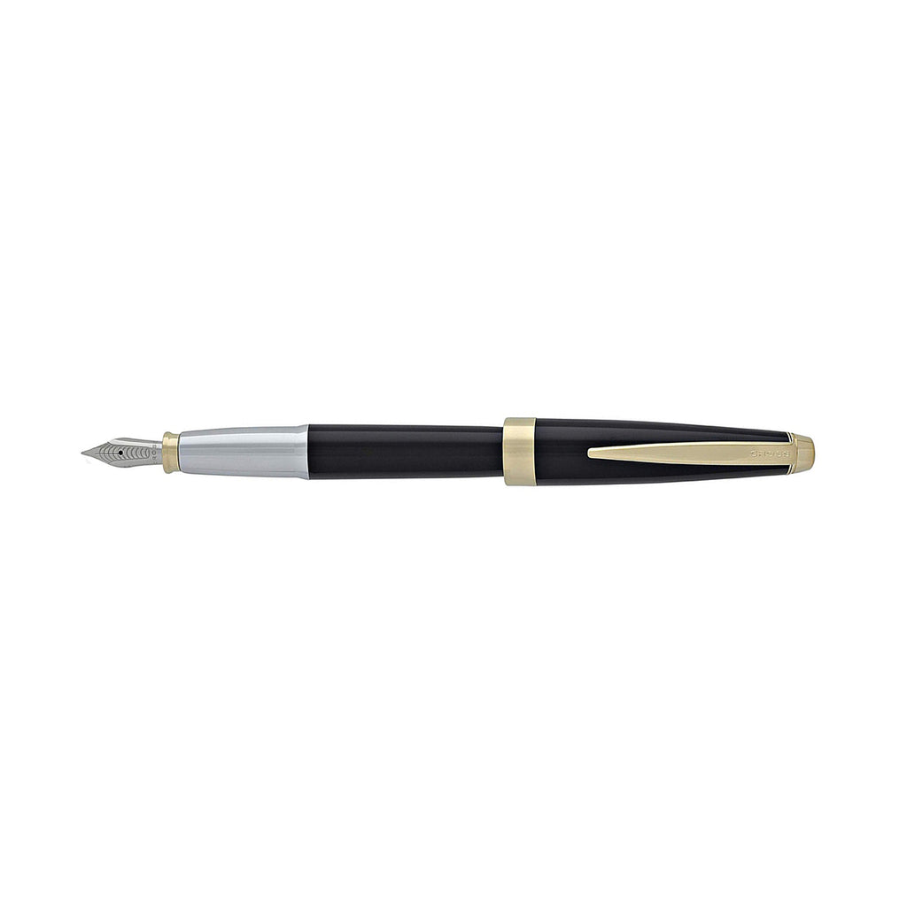Cross Aventura Black Lacquer Gold Trim Fountain Pen Medium Cross Fountain Pens