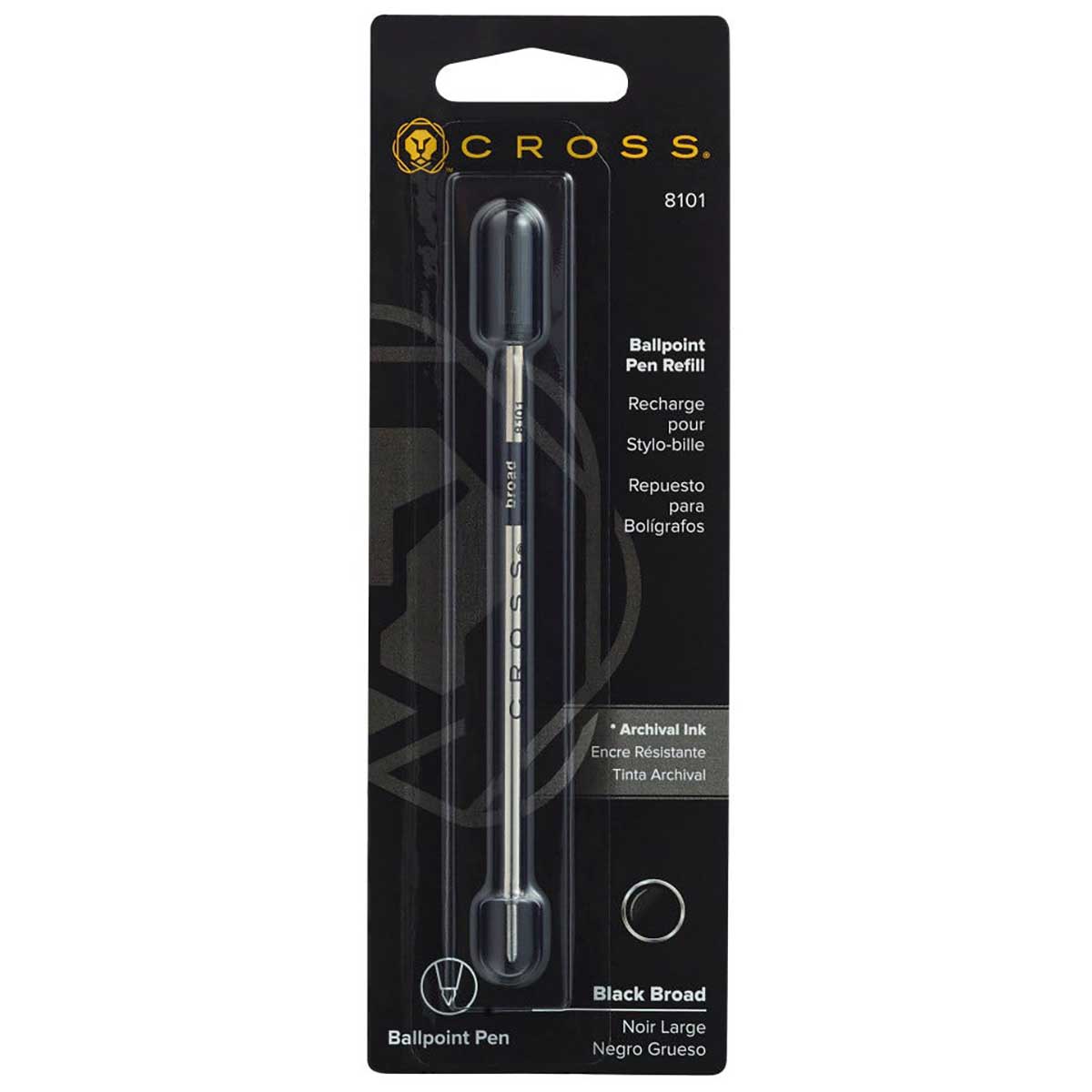 Cross Black Refill for Cross Ballpoint Pens, Broad, 8101 Cross Ballpoint Refills