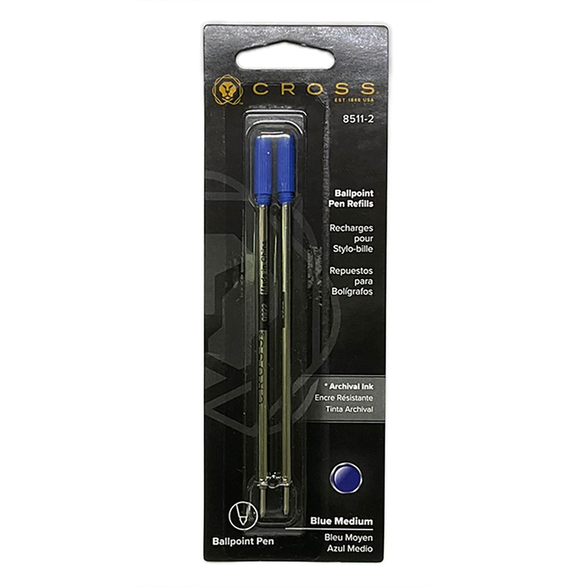 Cross Ballpoint Pen Refills Blue Medium Pack of 2, 8511-2 Cross Ballpoint Refills