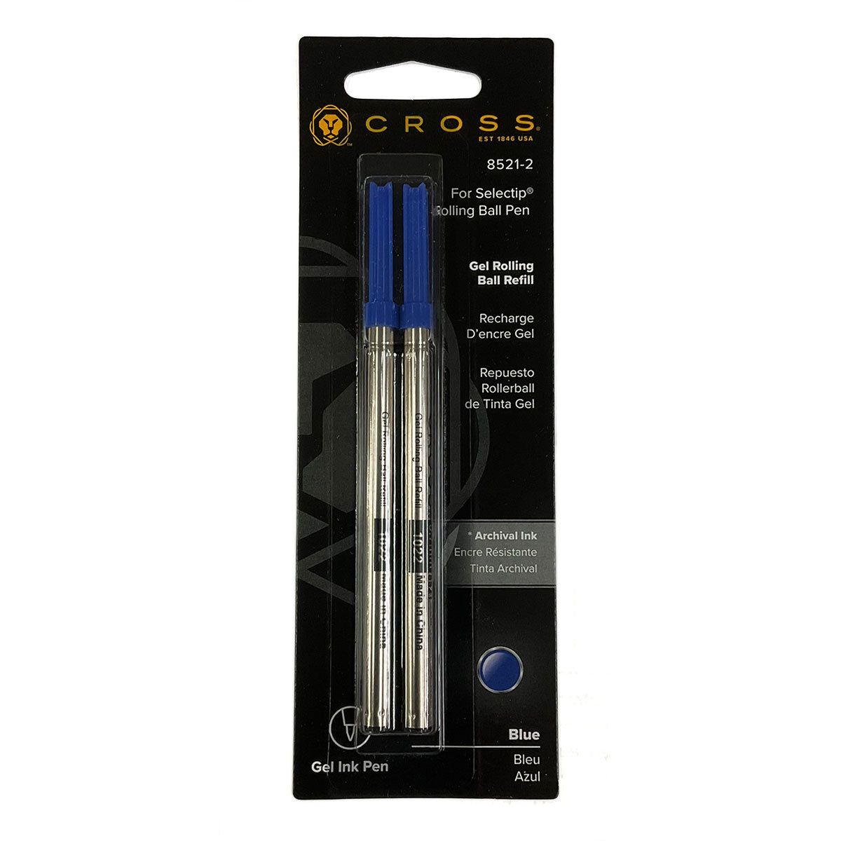 Cross Rollerball Refill, Blue Gel Ink, Pack of 2, 8521-2 Cross Rollerball Refills