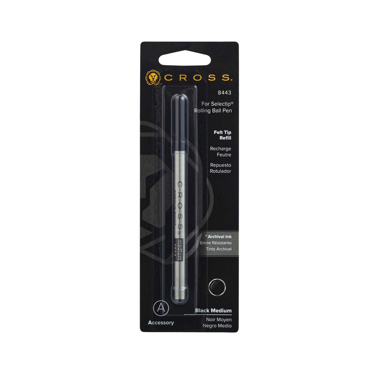 Cross Rollerball Refill Black Medium, Felt Tip, 8443 Cross Ballpoint Refills