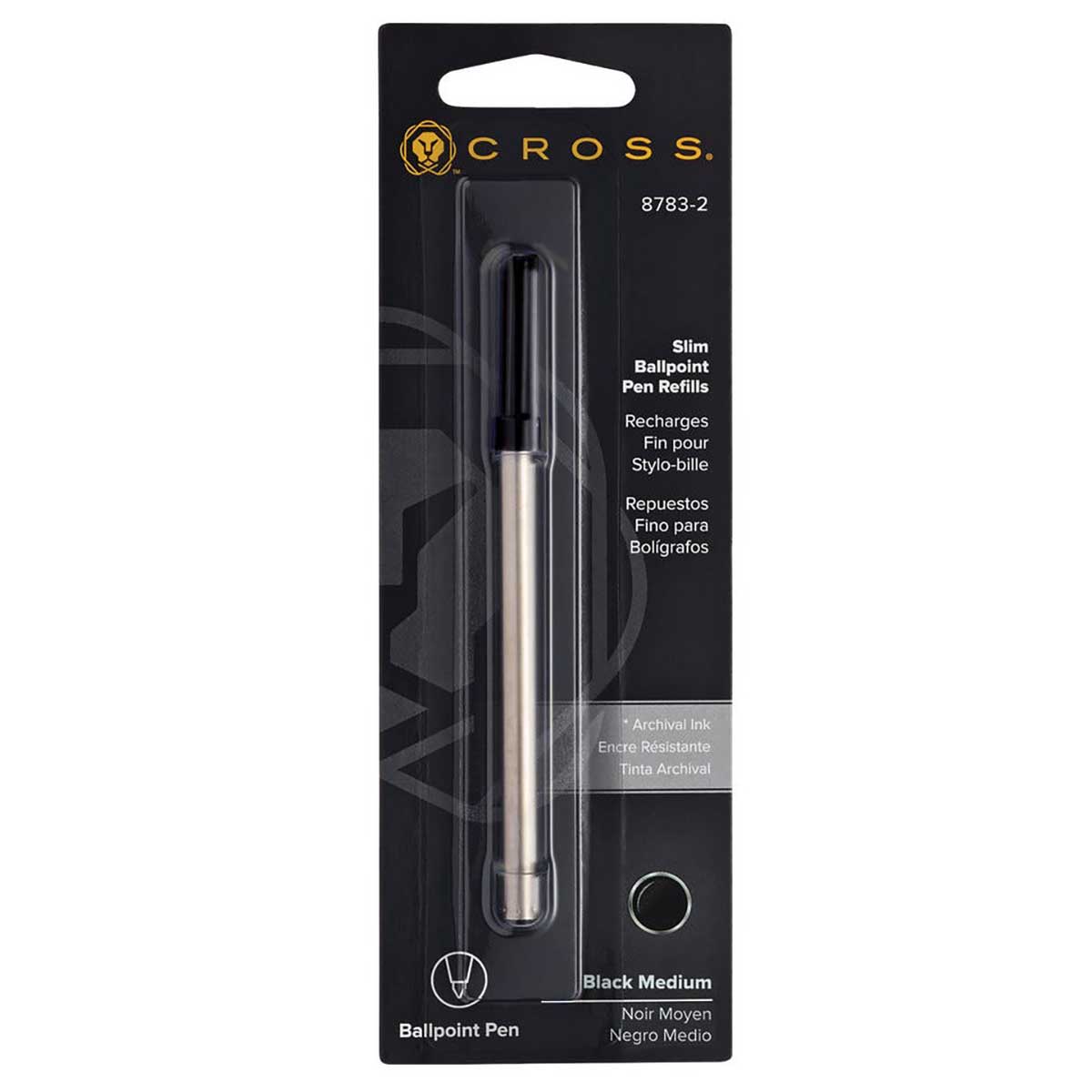Cross Slim Ballpoint Pen Refill For Cross Click Pens, Black Medium 8783-2 Cross Ballpoint Refills