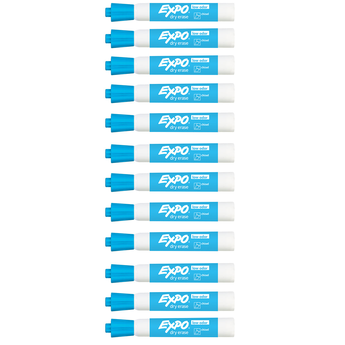 Expo Dry Erase Aqua Low Odor Chisel Tip Marker 12 Count Expo Dry Erase Markers