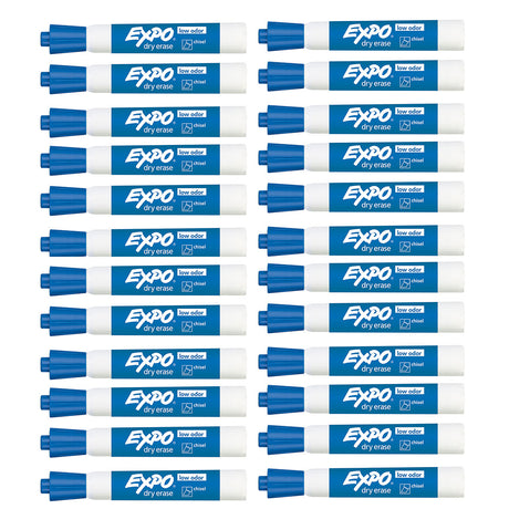 Expo Dry Erase Blue Low Odor Chisel Tip Marker - Bulk Pack of 24  Expo Dry Erase Markers