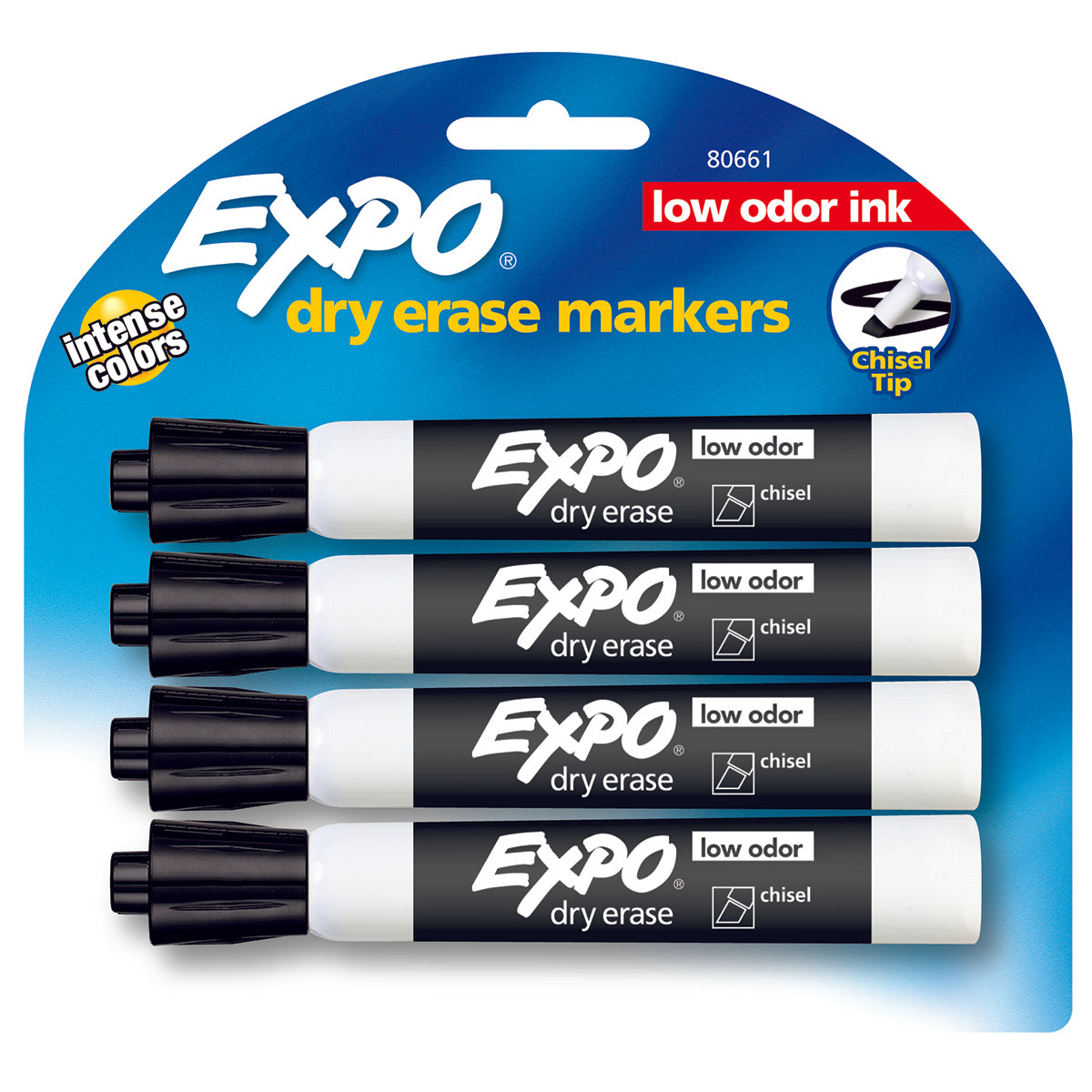 Expo Dry Erase Low Odor Black Marker Chisel Tip Pack Of 4 Expo Dry Erase Markers