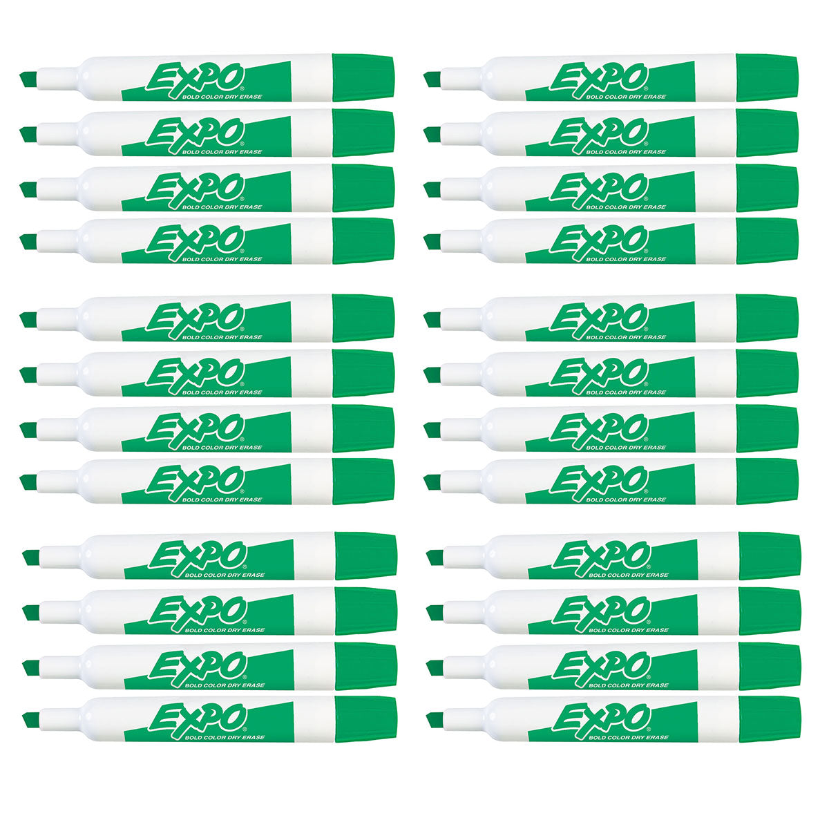 Expo Dry Erase Green Marker Chisel Tip Low Odor 83004 - Bulk Pack of 24 Expo Dry Erase Markers