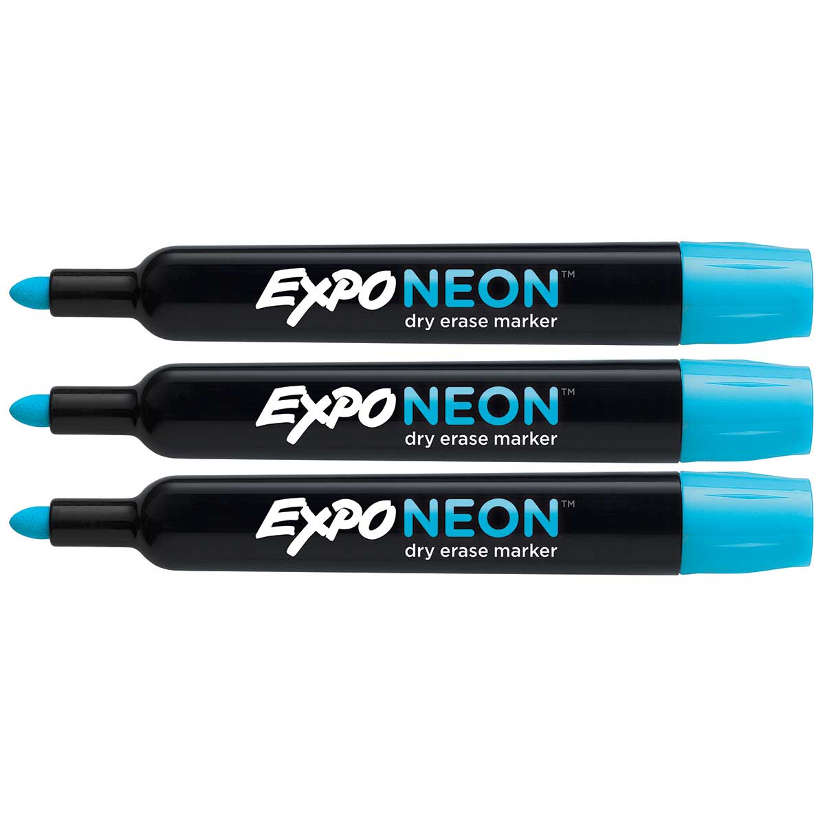 Expo Markers Neon Blue Dry Erase Marker, Bullet Tip Pack of 3 Expo Dry Erase Markers