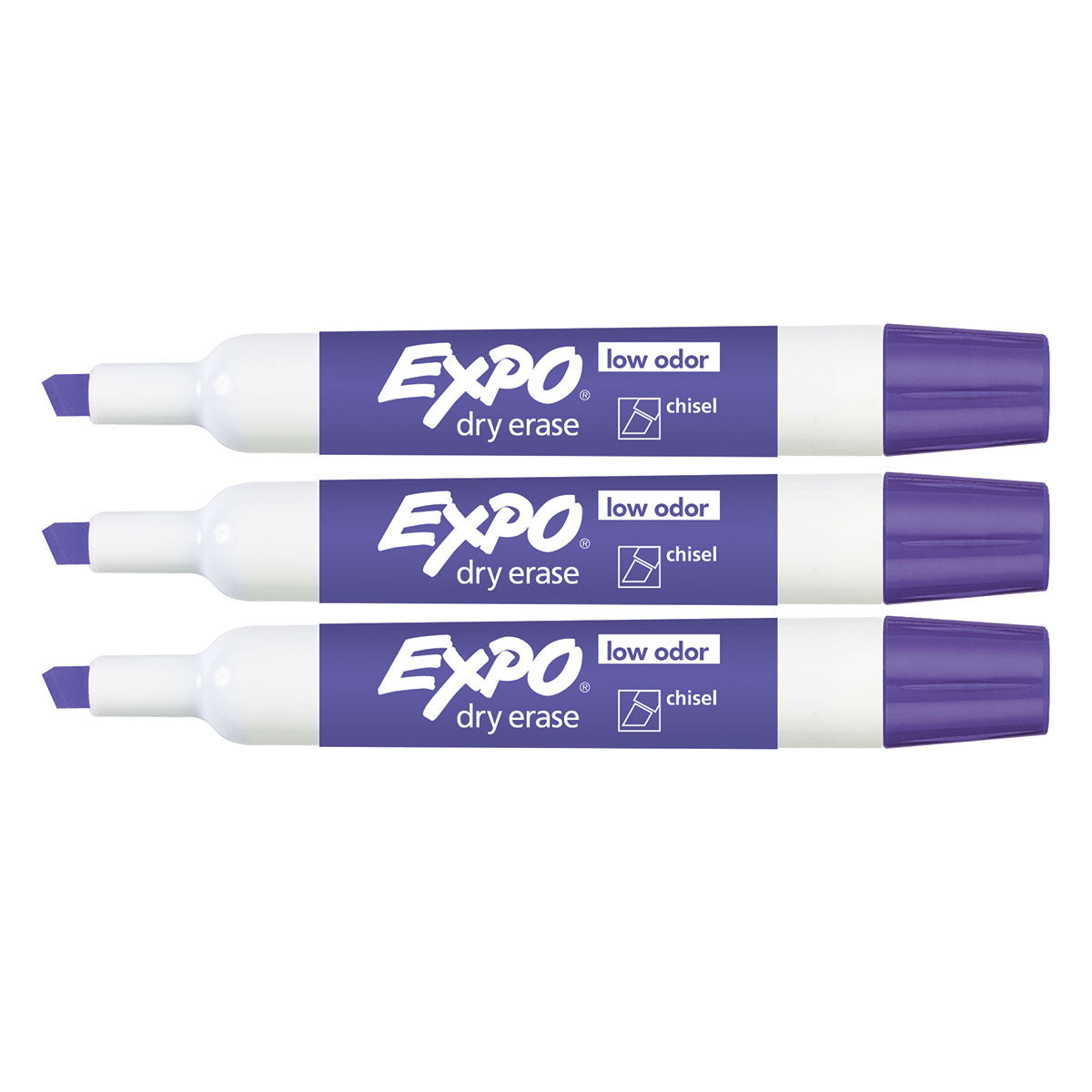 Expo Purple Dry Erase Markers Chisel Tip Pack of 3 Expo Dry Erase Markers