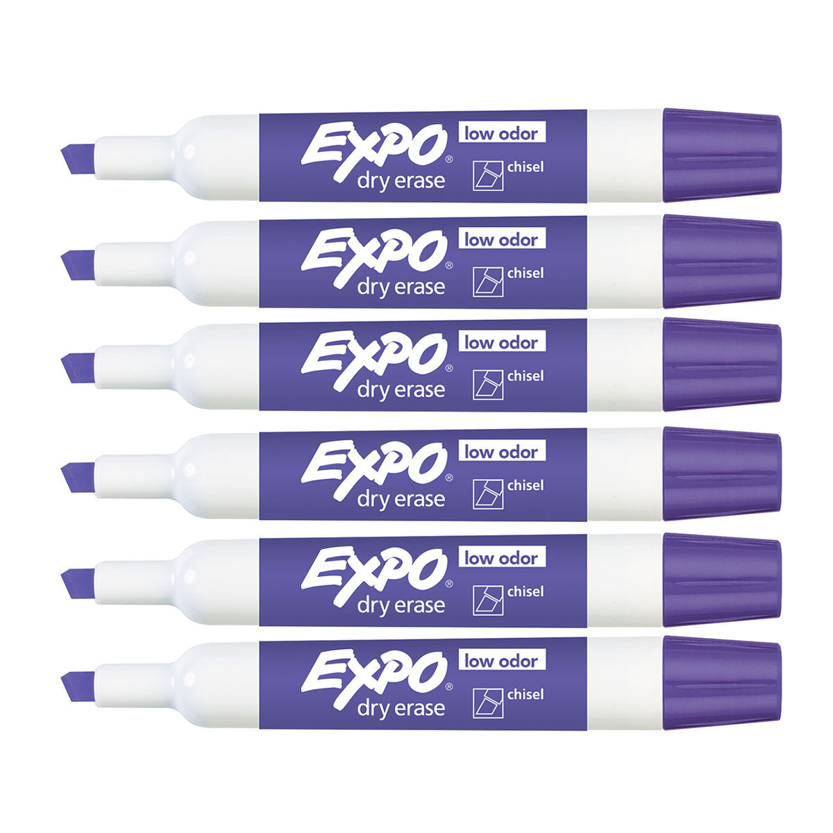 Expo Purple Dry Erase Markers Chisel Tip Pack of 6 Expo Dry Erase Markers