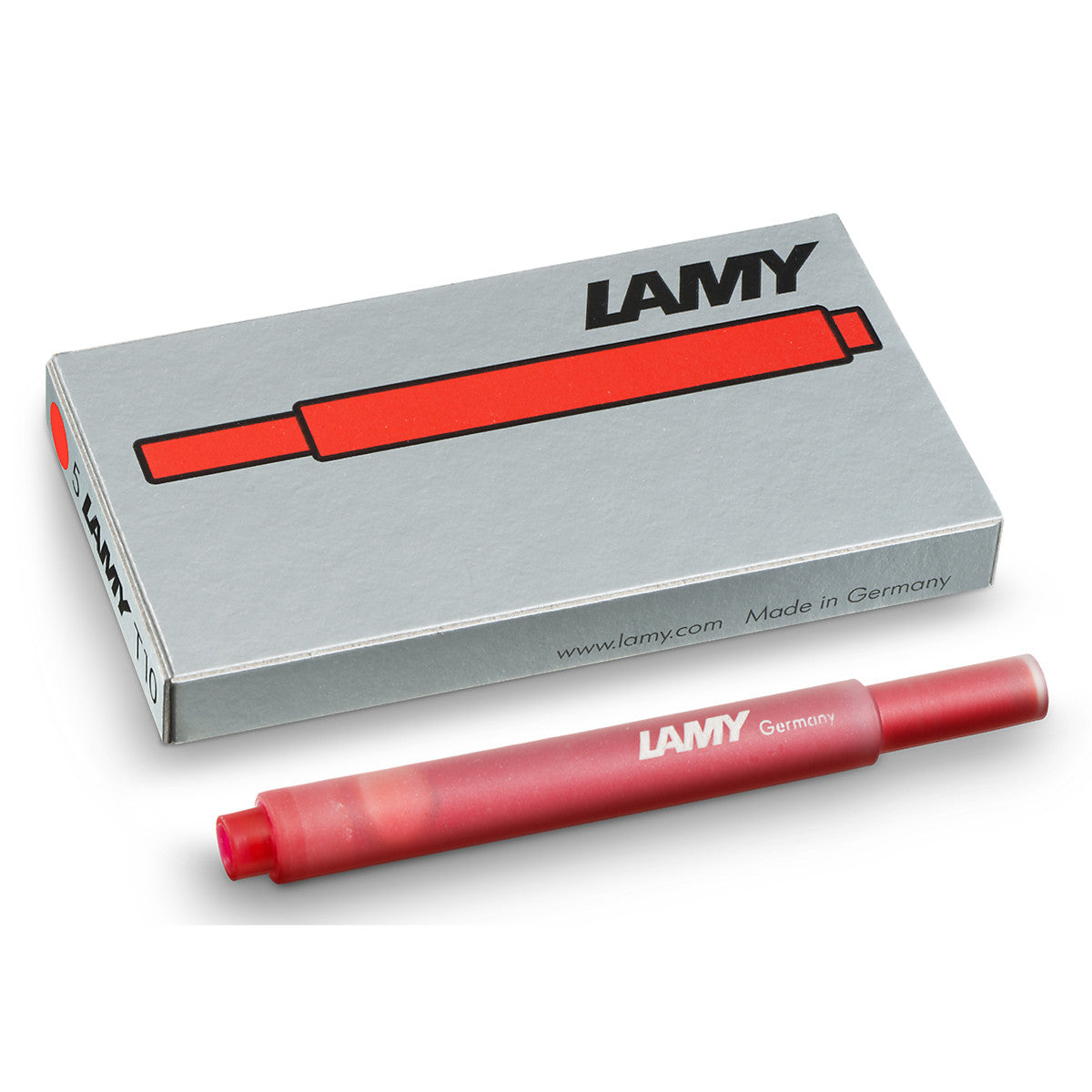 Lamy Safari Red Fountain Pen Medium Nib with 5 Lamy T10 Red Cartridges  Lamy Fountain Pens