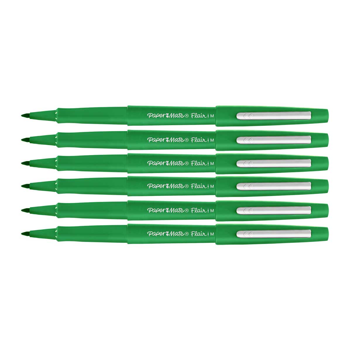 Paper Mate Flair Green Point Guard Felt Tip Pen Medium Pack of 6 Paper Mate Felt Tip Pen
