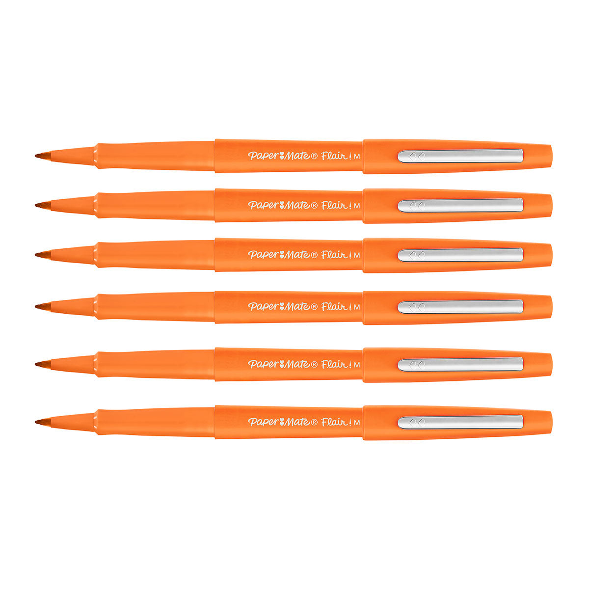 Paper Mate Flair Orange Felt Tip Pens Medium Point, Pack of 6 Paper Mate Felt Tip Pen