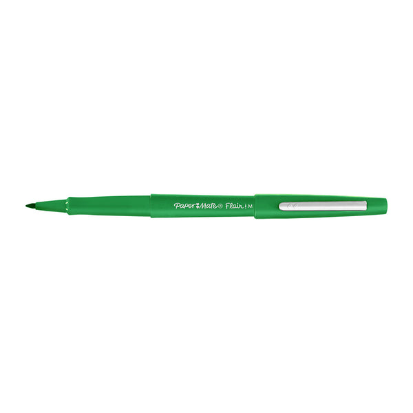 Paper Mate Flair Green Felt Tip Pens Point Guard, Bulk Pack of 24