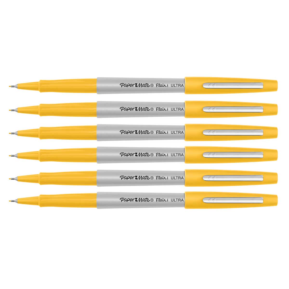Paper Mate Flair Ultra Fine, Marigold, Felt Tip Pens Pack of 6 Paper Mate Felt Tip Pen