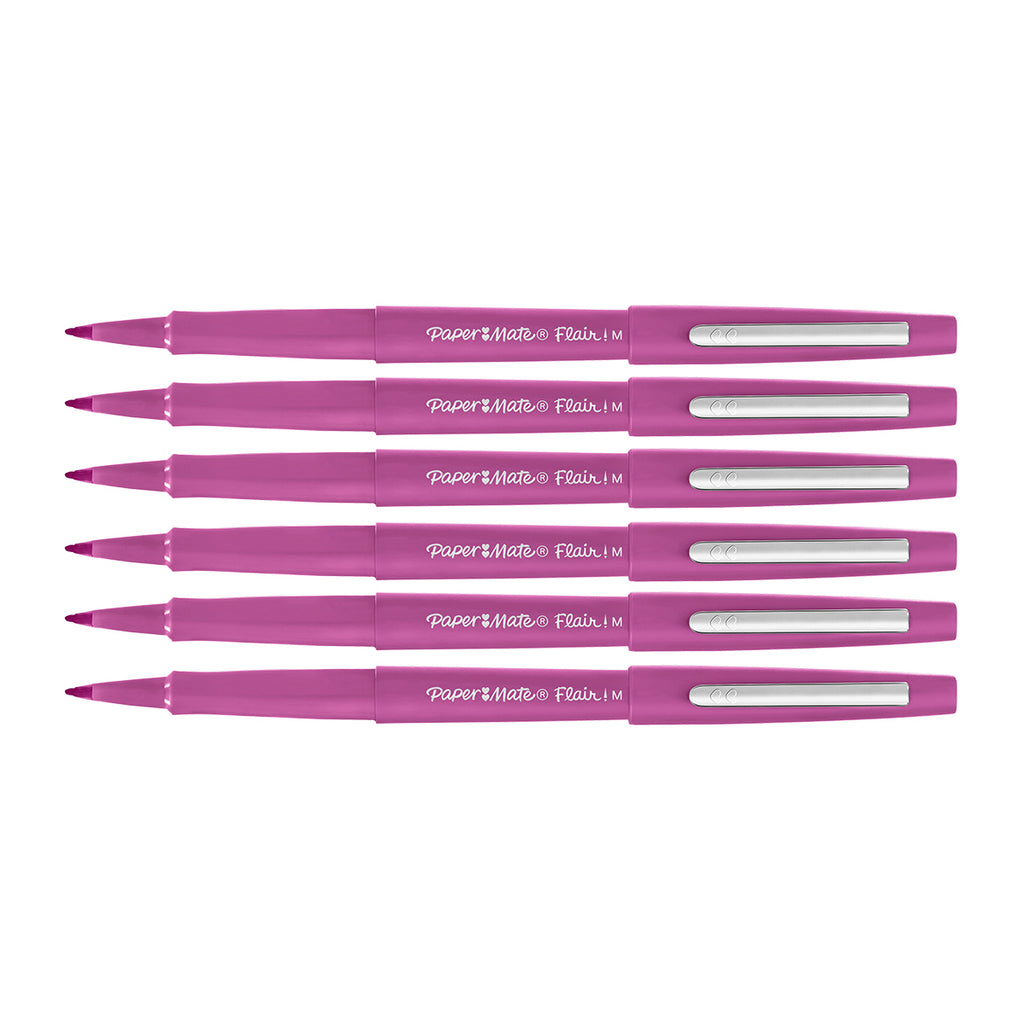 Paper Mate Flair Orchid Lei Medium Felt Tip Pens Point Guard, Pack of 6 Paper Mate Felt Tip Pen