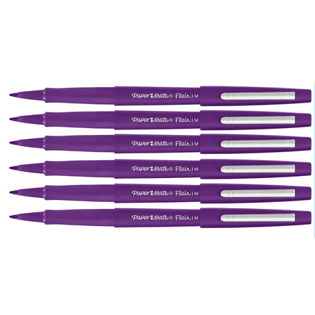 Paper Mate Flair Purple Felt Tip Pen Medium Point Guard, Pack of 6  Paper Mate Felt Tip Pen