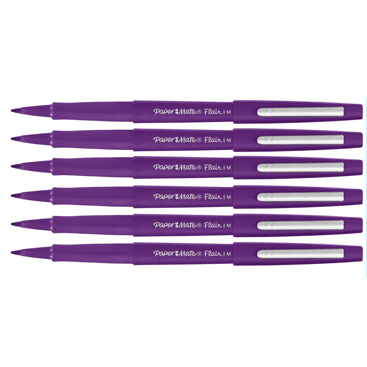 Paper Mate Flair Purple Felt Tip Pen Medium Point Guard, Pack of 6 Paper Mate Felt Tip Pen