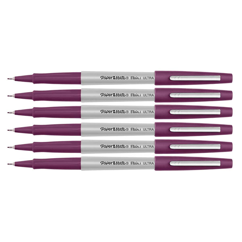 Paper Mate Flair Ultra Fine Plum Felt Tip Pens Pack of 6