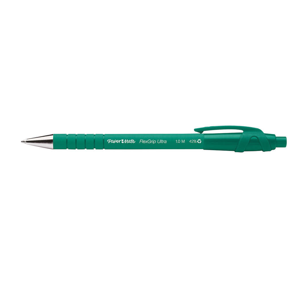 Paper Mate Flexgrip Ultra Retractable Ballpoint Pen, Green Ink, Medium Paper Mate Ballpoint Pen