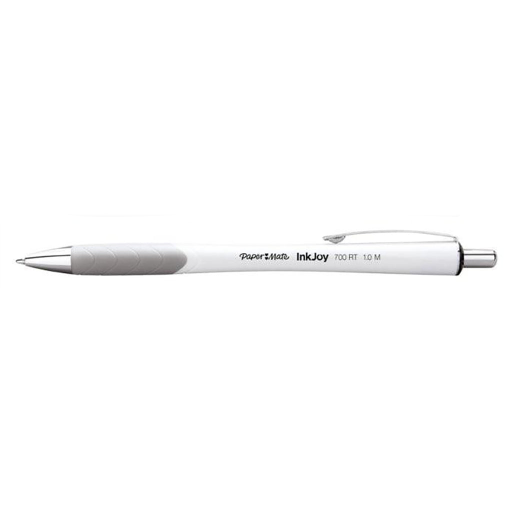 Paper Mate InkJoy 700 RT White Barrel Retractable Ballpoint Pen Medium Black Ink Comfort Grip Sold Individually Paper Mate Ballpoint Pen