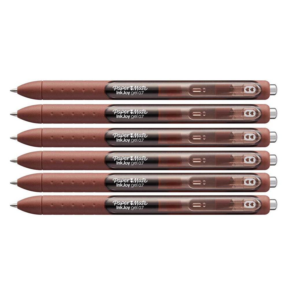 Paper Mate Inkjoy Brown Gel Pens Medium Pack of 6