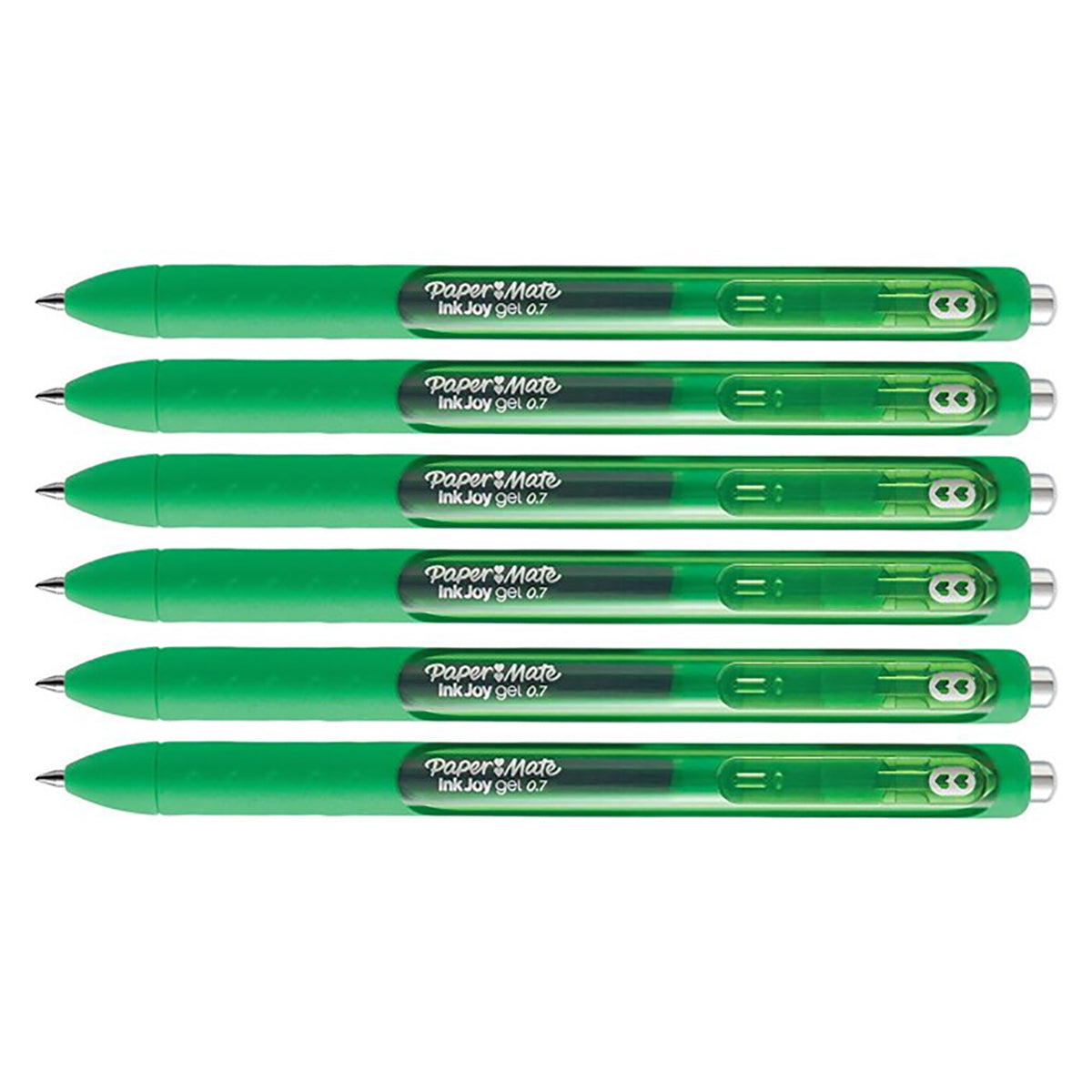 Paper Mate Inkjoy Gel Pen Medium Green, 0.7mm Retractable Pack of 6 Paper Mate Gel Ink Pens