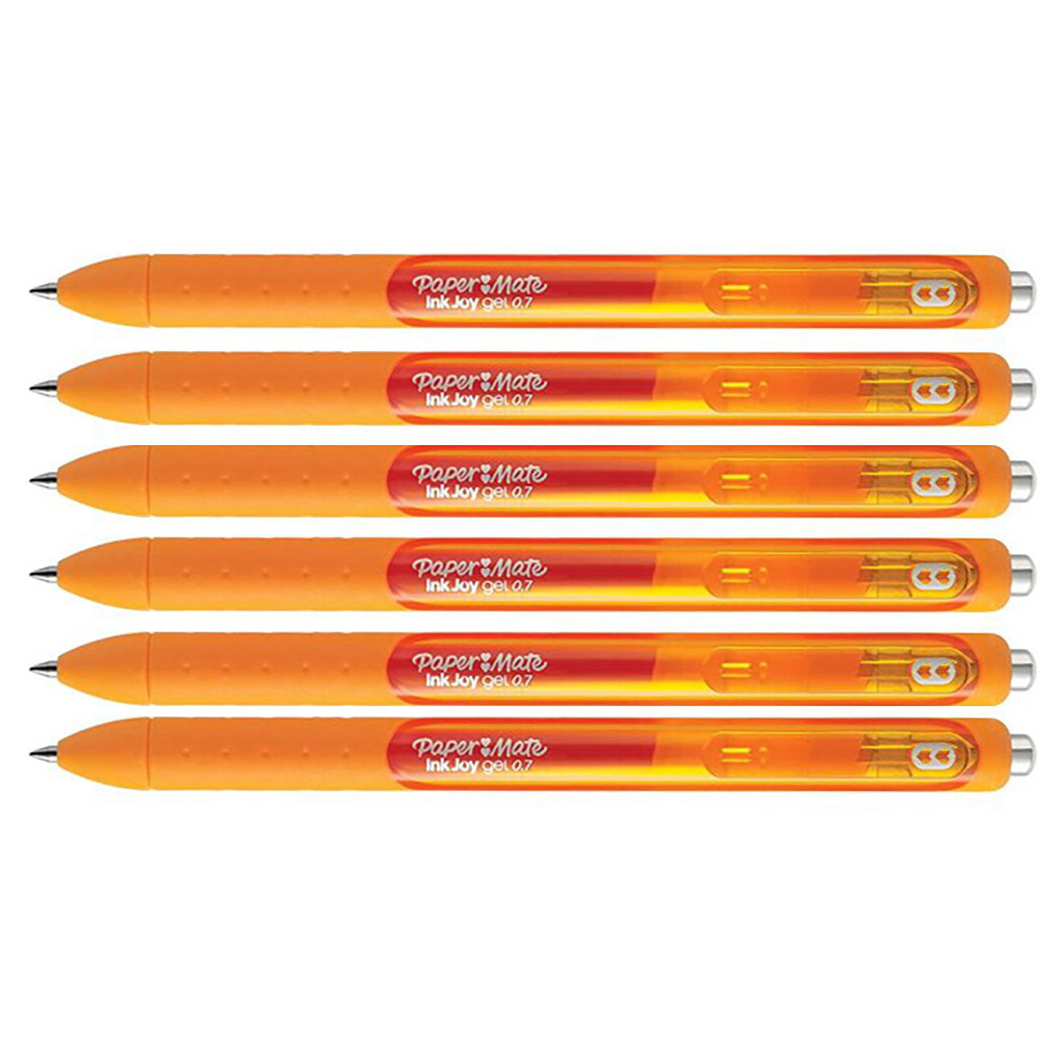 Paper Mate Inkjoy Gel Orange Medium Point 0.7 mm Retractable Gel Pen Pack of 6 Paper Mate Gel Ink Pens