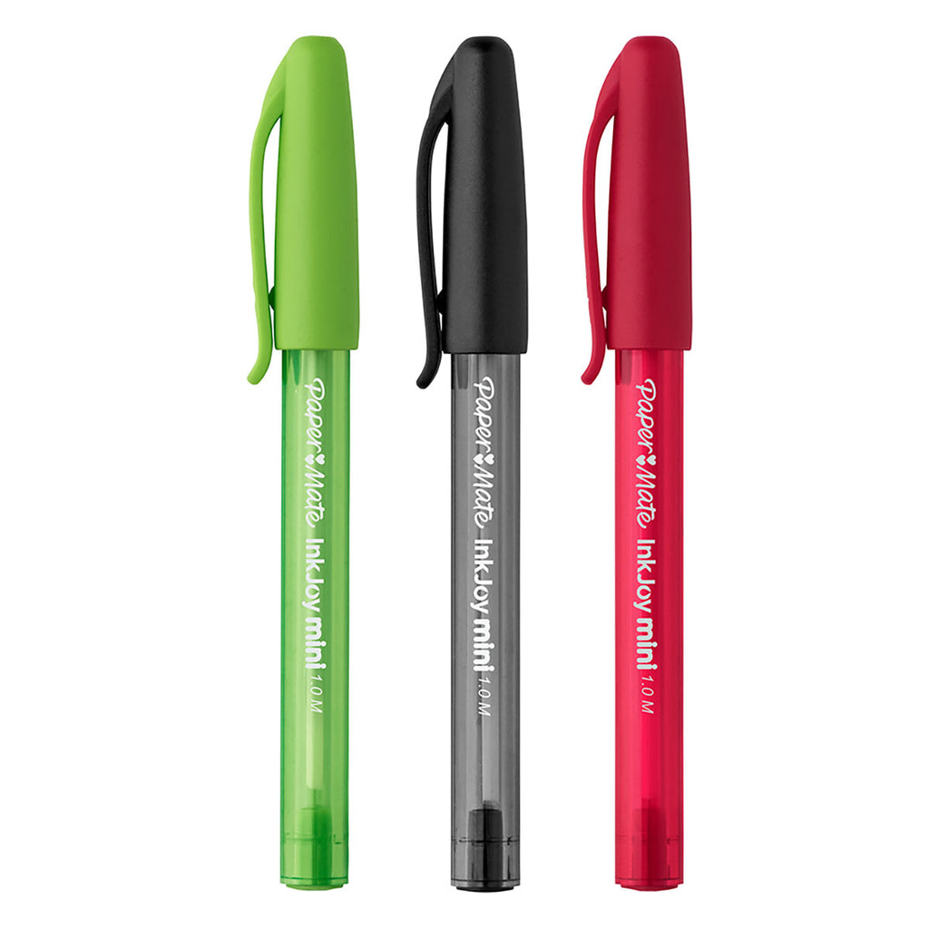 Paper Mate InkJoy Mini Ballpoint Pens Medium 1 Black 1 Red and 1 Lime Paper Mate Ballpoint Pen
