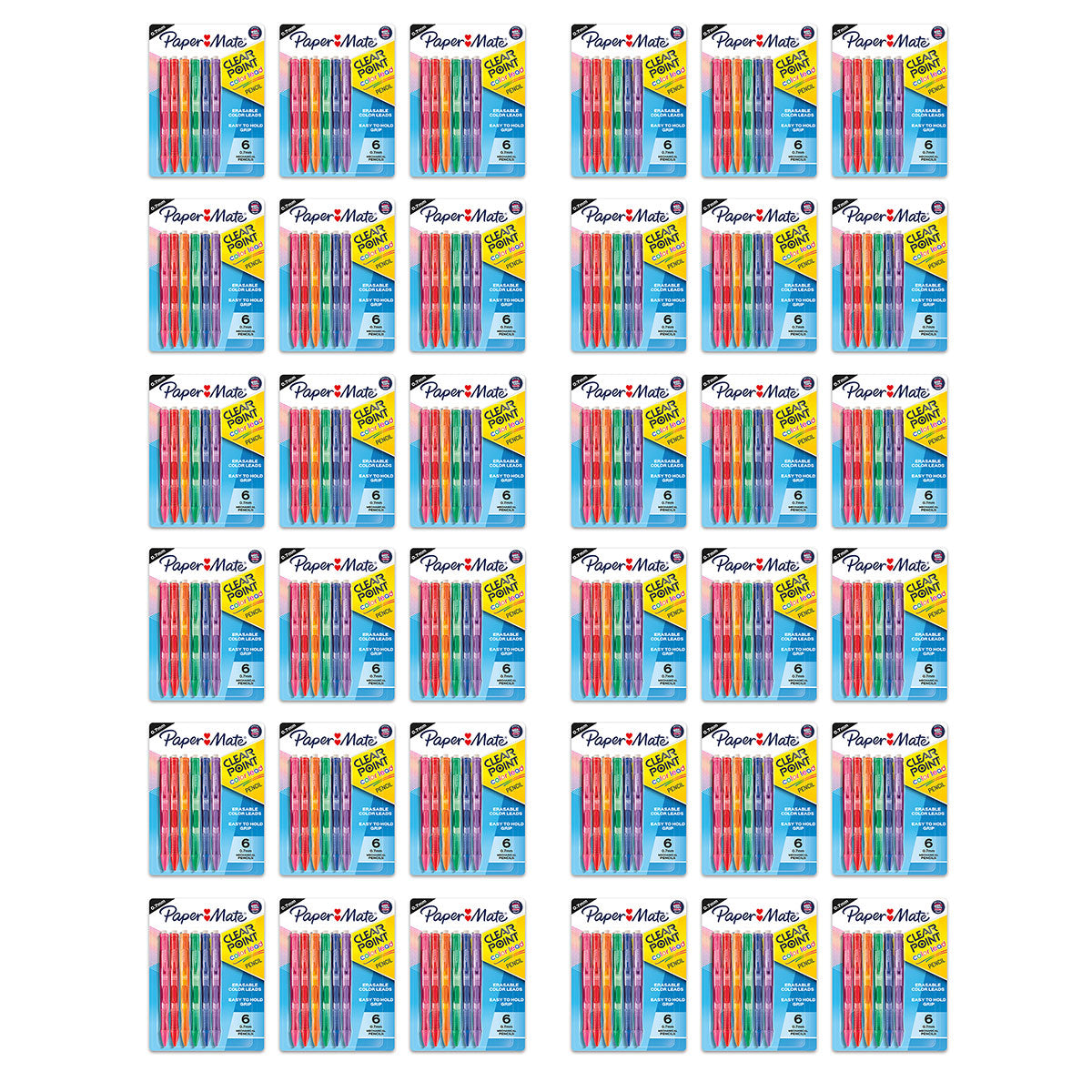 Papermate Clearpoint Color Lead Pencils, Assorted Colors, 6 Pack, Bulk Pack of 36 Packs  Paper Mate Pencil